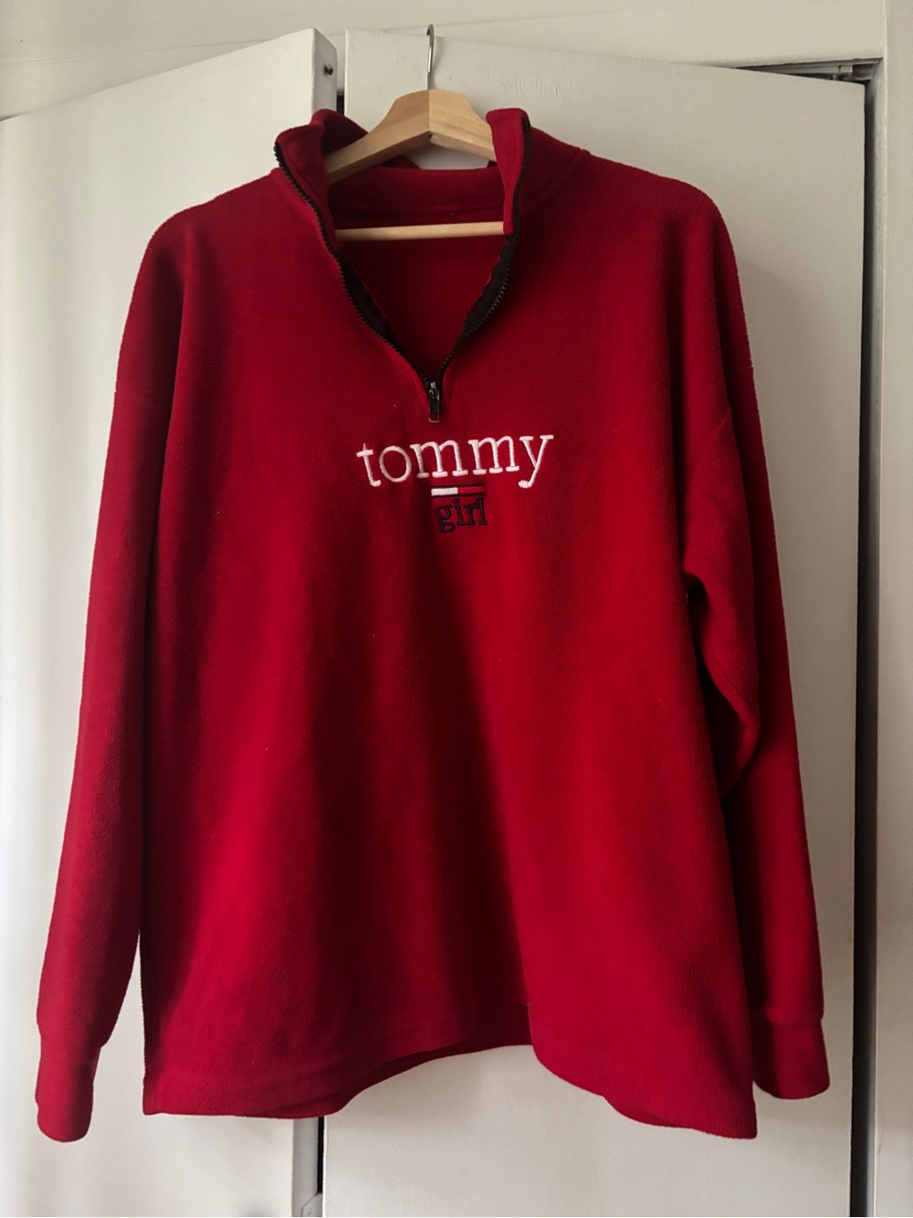 Tommy Hilfiger Red Quarter-Zip Fleece Pullover